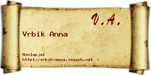 Vrbik Anna névjegykártya